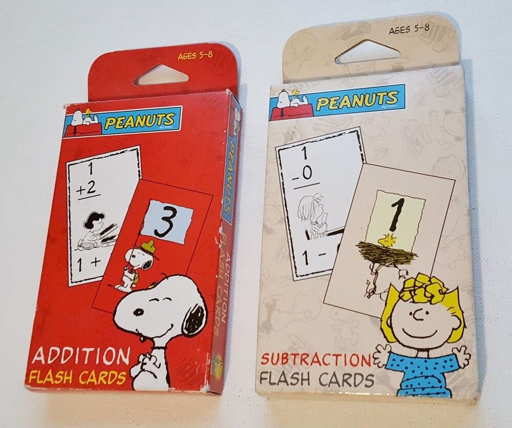 Vintage Peanuts Charlie Brown Friends Addition & Subtraction Color Flash Cards